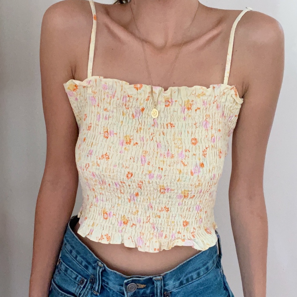 Ralph Ralph Lauren Yellow Floral Crop Tank Top